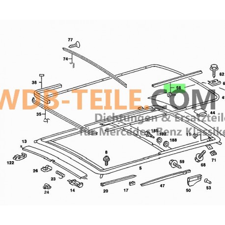 El fieltro de sellado del techo corredizo se adapta a Mercedes W123 Coupé CE CD W116 W126 A1087820198