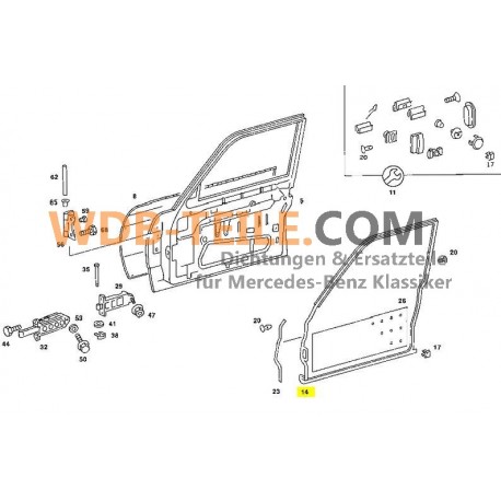 Mercedes-Benz deurrubber rechts voor W123 sedan afdichting frame deurrubber A1237201678