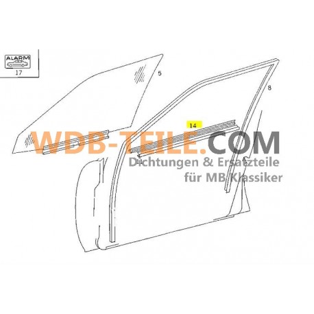 Set afdichtingsrails afdichtingen raamschacht voor achter passend voor Mercedes-Benz W124 sedan