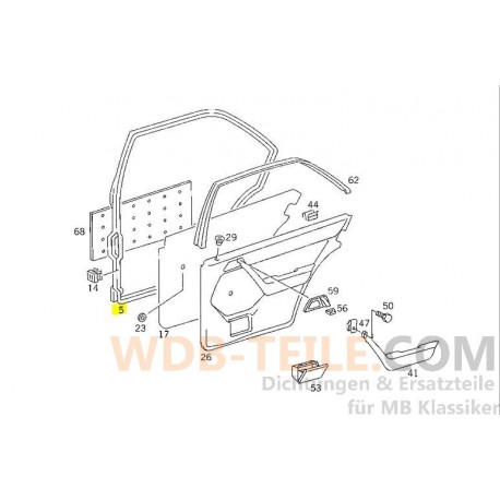 Joint de porte arrière droit adapté pour Mercedes-Benz W124 berline cadre d'étanchéité porte A1247303678