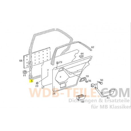 Junta de puerta trasera derecha compatible con Mercedes-Benz W124 Berlina marco de sellado puerta A1247303678
