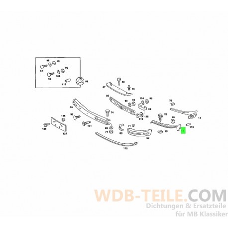 Capac original fata dreapta intre bara de protectie si aripa se potriveste Mercedes W123 C123 S123 Coupe CE Limo A1238851823