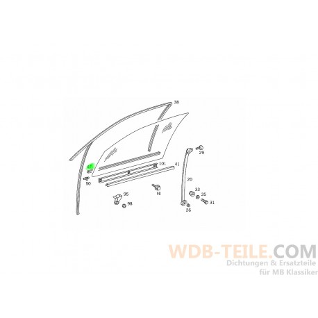 Trilho de vedação do vidro lateral dianteiro externo compatível com Mercedes S-Class W140 SE SEL A1407201424