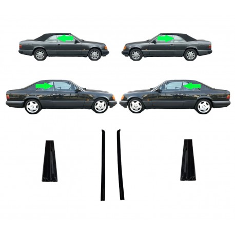 Sæt - Mercedes tætningsramme bagrude venstre højre W124 A124 C124 CE Coupé Cabrio A1246700939 A1246701039