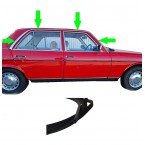 Cover on rain rail from front wall pillar to rear pillar on chrome trim A-C pillar W123 sedan