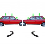 Set (2x) capac pentru șină de ploaie de la stâlpul frontal la stâlpul posterior pe banda cromată stâlp A-C W123 Sedan