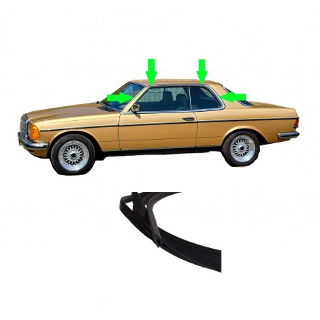 Acoperiți pe banda de ploaie de la stâlpul din față la stâlpul din spate pe banda de crom Stâlp AC W123 CE CD Coupe