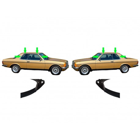 ชุด (2x) ครอบแถบกันฝนตั้งแต่เสาผนังหน้าถึงเสาหลังบนแถบโครเมียม เสา AC W123 CE CD Coupe