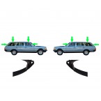 Set (2x) afdekking op regengoot van voorwandstijl naar achterstijl bij chroomlijst A-C stijl W123 S123 Kombi