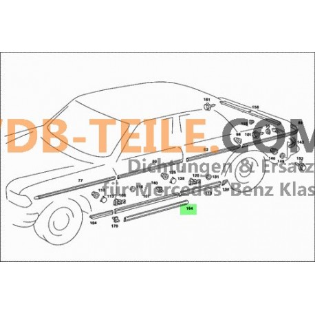 Tiivisteprofiili tiiviste kynnysoven matkustajan ovi kuljettajan ovi sopii Mercedes W123 S123 Kombi Sedan Station Wagon Limo