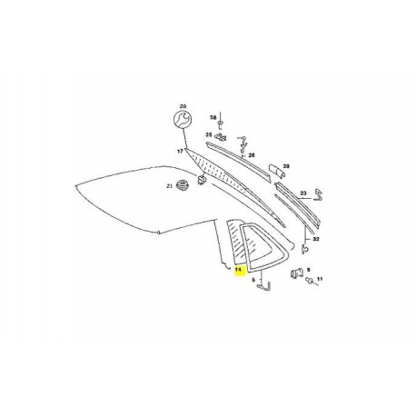 Mercedes Benz Glasscheibe glasklar links Fondfenster W107 C107 SLC Coupé A1076730110