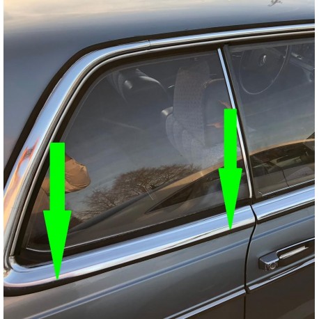 Komplet listwa przeciwdeszczowa listwa ściekowa guma na listwa chrom listwa po stronie kierowcy i pasażera lewa + prawa W123