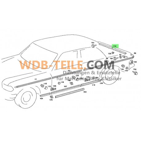 Eredeti Mercedes W123 C123 díszburkolat csomagtartó A1236980089 W123, C123, S123, kupé, CE, szedán