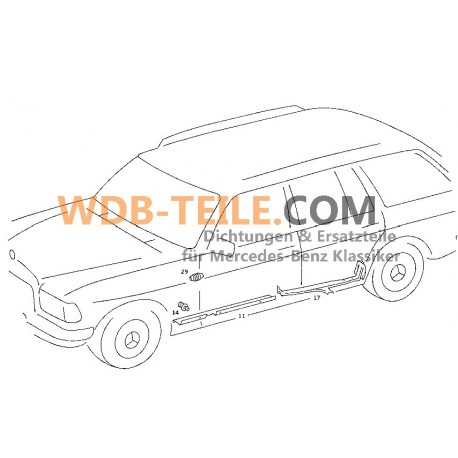 OE Mercedes Benz tub de protecție pentru ușă, manșon de cauciuc, W123 W201 W126 A1268210397