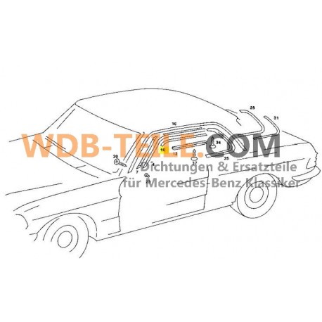 Sellado original moldura cromada pilar A-C W123 CE W126 SEC Coupé A1236270098