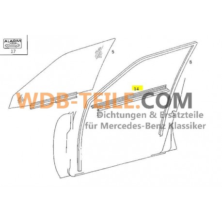 Mercedes guarnizione guida finestrino scorrimento FE canalina W124 S124 Berlina Station Wagon T TE A1247250165