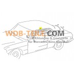 Afdekking op regenstrip van voorwandstijl tot achterstijl op chromen strip AC-stijl W123 CE CD Coupé