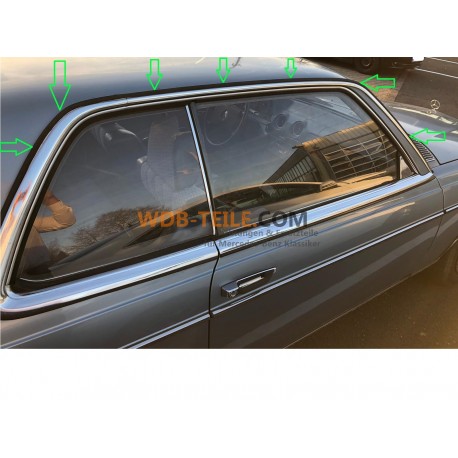 Täck på regnlist från främre pelare till bakre pelare på kromlist AC-pelare W123 CE CD Coupe