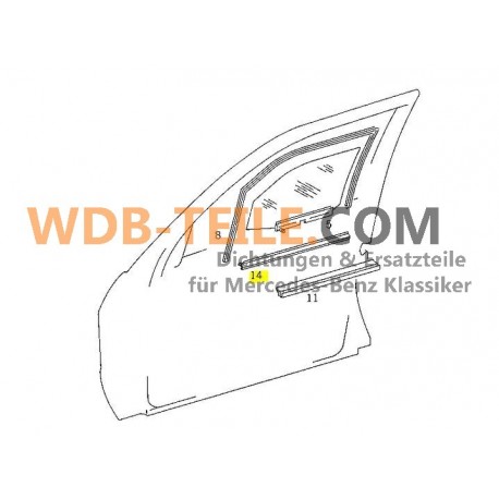 Mercedes sealing rail seal window shaft outside W201 190E 190D A2017250565