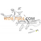 Fixação da parede lateral da consola Mercedes para-choque porta-malas W123 C123 Coupé CE CD W116
