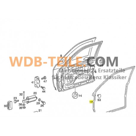 Forreste højre dørpakning til Mercedes W201 190 190E 190D A2017200678