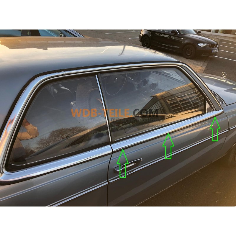 Set regenstrip op sierstrip chromen strip bestuurder passagiersportier passend Mercedes W123 Coupé CE CD