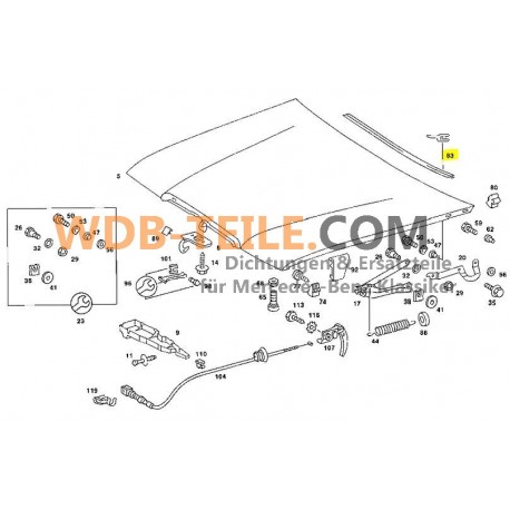 Etanșare originală parbriz capotă W123 S123 C123 Kombi Coupe Limuzină A1238890298