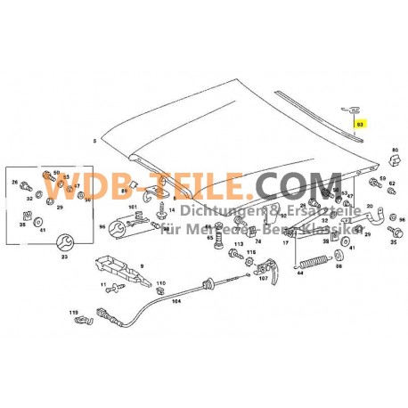 Original tätning vindrute motorhuv W123 S123 C123 Kombi Coupe Limo A1238890298