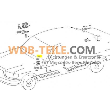 Original Mercedes Benz slange beskyttelsesslange W126 SE SEL W201 190E 190D W460 1268210297