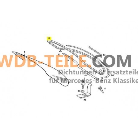 Moldura de vedação original Mercedes vedação do vidro traseiro vidro traseiro W123 Limousine Sedan A1236700239