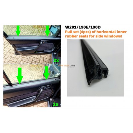 Set (4 pieces) sealing rails seal front inside suitable for Mercedes W201 190E 190D A2017250365 A2017350565